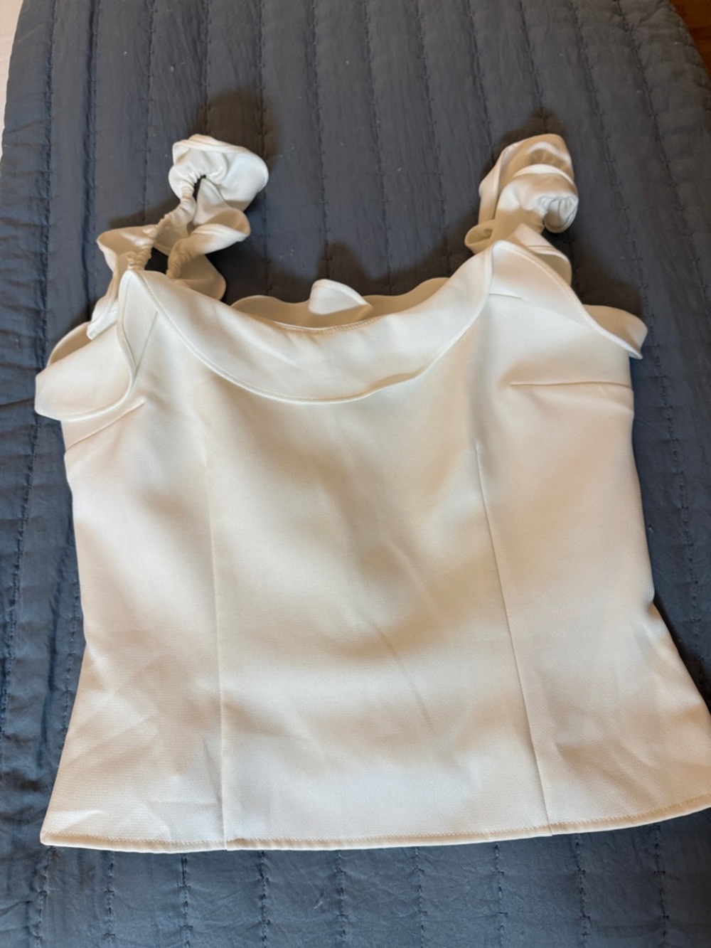 KEEPSAKE the Label Cream Bustier Camisole with Ruffled Straps